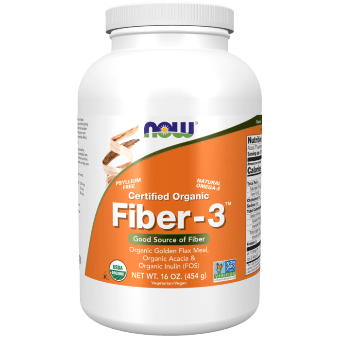 NOW Foods Fiber-3, Organic - 16 oz.