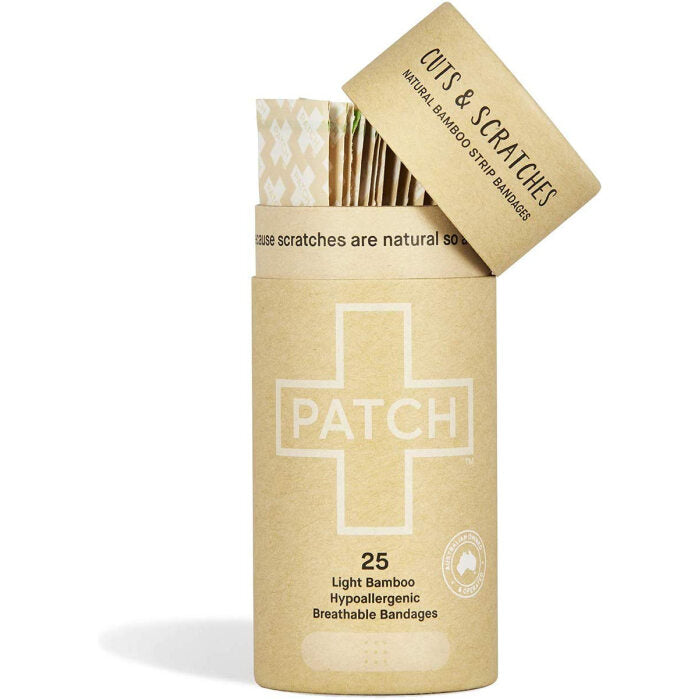 Patch Organic Bamboo Adhesive Strip Bandages, Natural, 25 Count