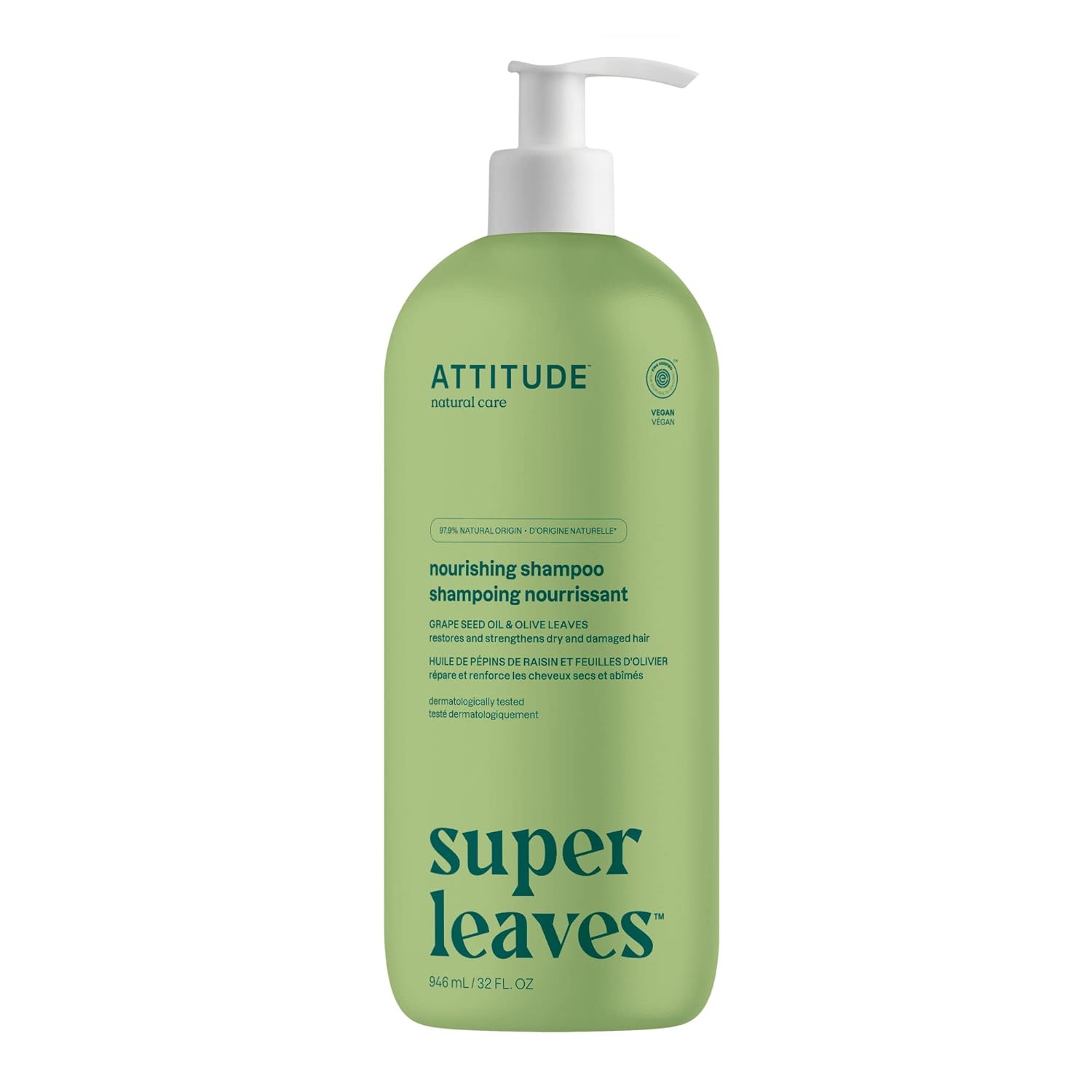 ATTITUDE Nourishing Hair Shampoo, Super Leaves, 32 Fl Oz