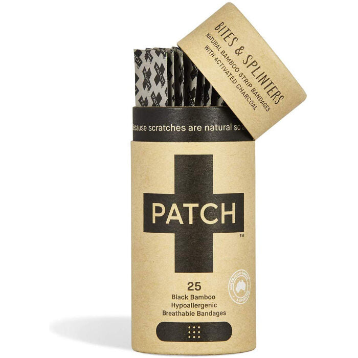 Patch Organic Bamboo Adhesive Strip Bandages with Activated Charcoal, 25 Count