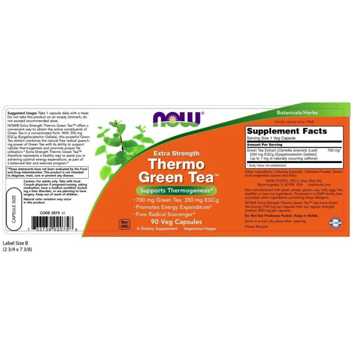 NOW Foods Thermo Green Tea™ Extra Strength - 90 Veg Capsules