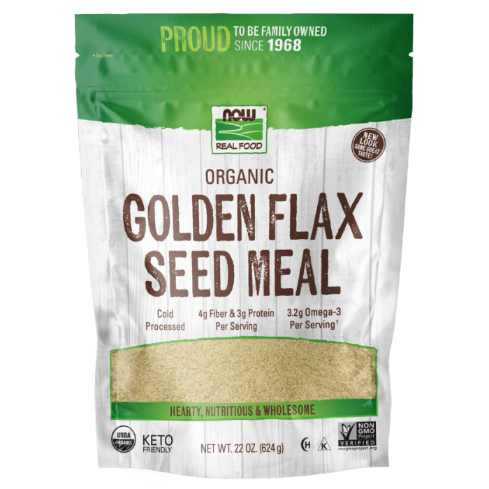 NOW Foods Golden Flax Seed Meal, Organic - 22 oz.