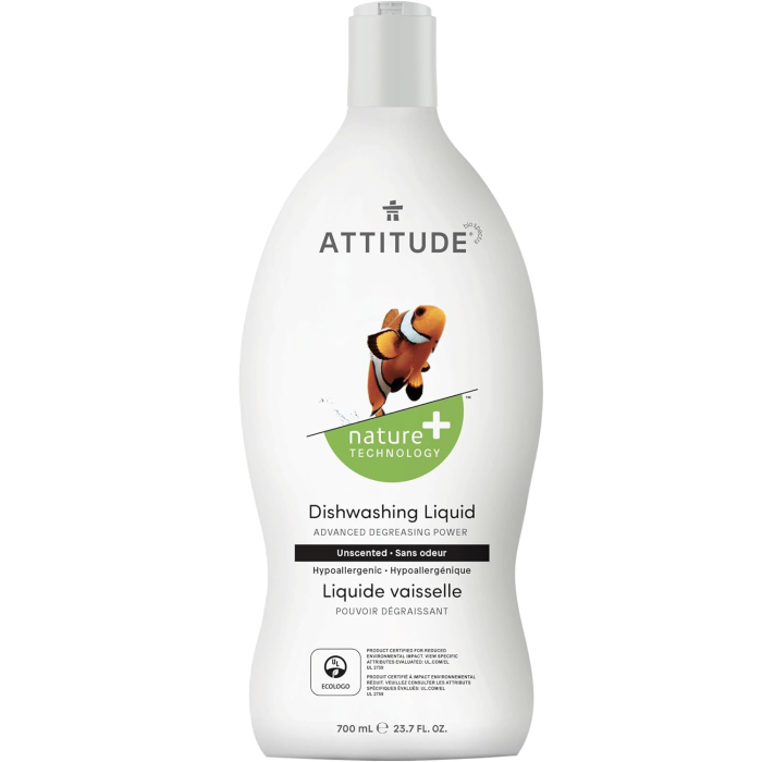 Attitude Dishwashing Liquid Detergent Unscented, 23.7oz.