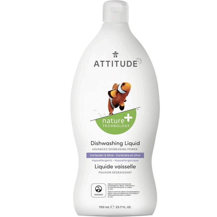 Attitude Dishwashing Liquid Coriander & Olive, 23.7oz.