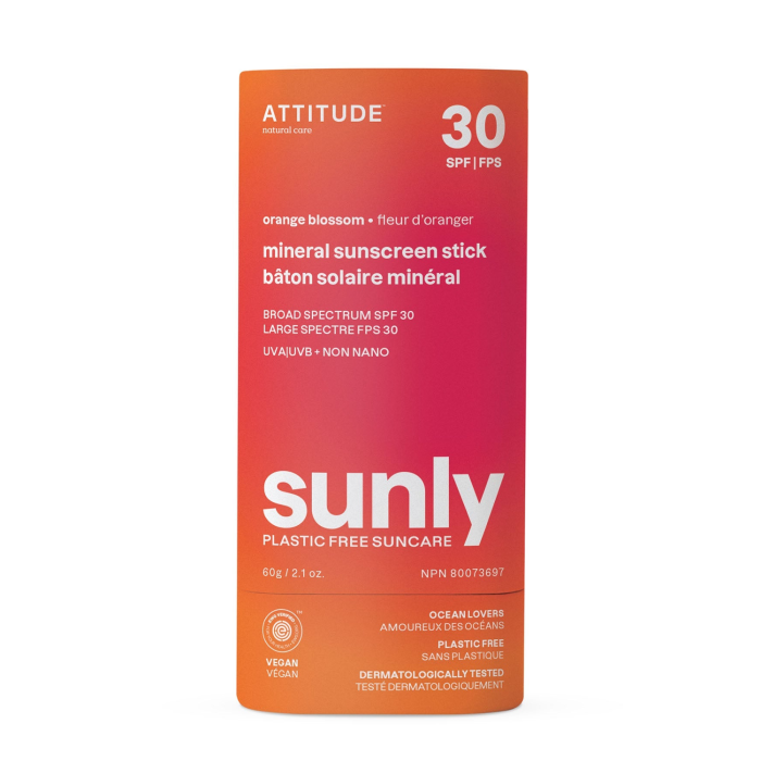 Attitude Mineral Sunscreen Stick SPF 30 Orange Blossom, 2.1oz.