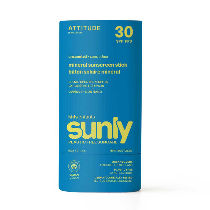 Attitude Kids Mineral Sunscreen SPF 30 Unscented, 2.1oz.