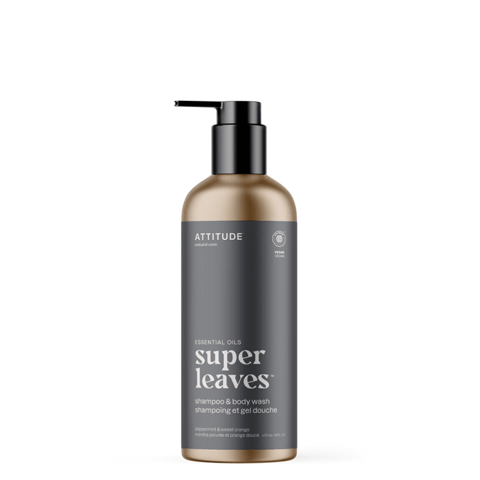 Attitude Super Leaves 2in1 Shampoo & Body Wash Peppermint & Sweet Orange, 16oz.