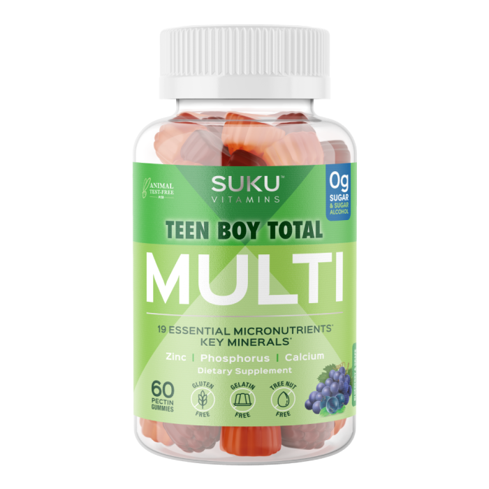 SUKU Vitamins Teen Boy Total Multi - 60 Gummies