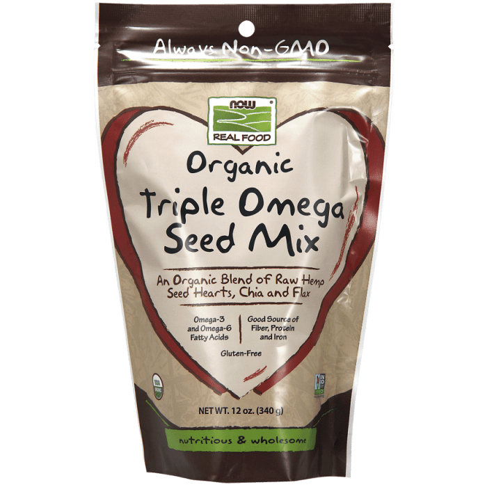 NOW Foods Triple Omega Seed Mix, Organic - 12 oz.