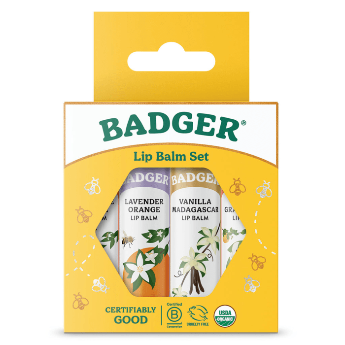 Badger Classic Lip Balms, 4 pack