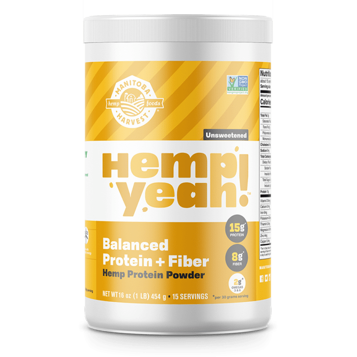 Manitoba Harvest Hemp Yeah! Balanced Protein + Fiber Protein Powder Unsweetened, 16 oz.