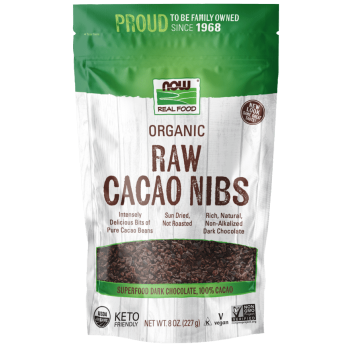 NOW Foods Cacao Nibs, Organic & Raw - 8 oz.