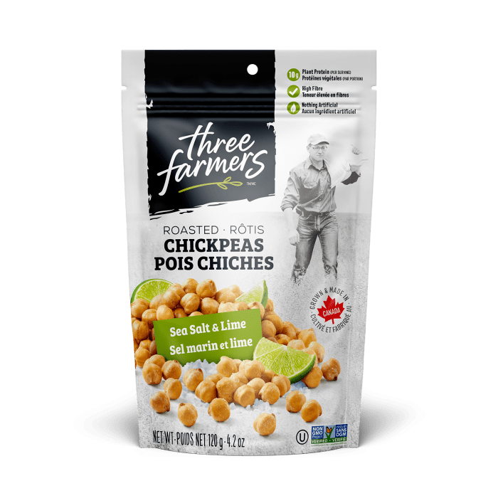 Three Farmers Sea Salt Lime Roasted Chickpeas, 4.2oz.