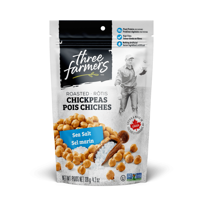 Three Farmers Sea Salt Roasted Chickpeas, 4.2oz.