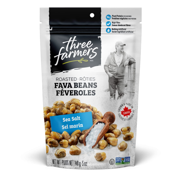 Three Farmers Roasted Fava Beans Nuts Sea Salt, 5oz.