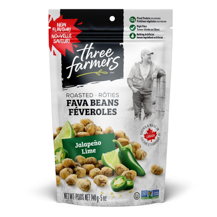 Three Farmers Roasted Fava Bean Jalapeno Lime, 5oz.