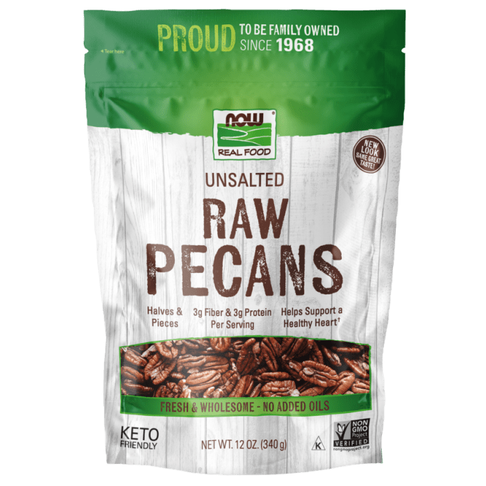 NOW Foods Pecans, Raw & Unsalted - 12oz