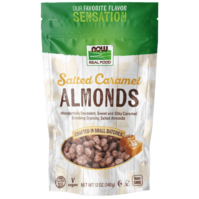 NOW Foods Almonds, Salted Caramel - 12 oz.