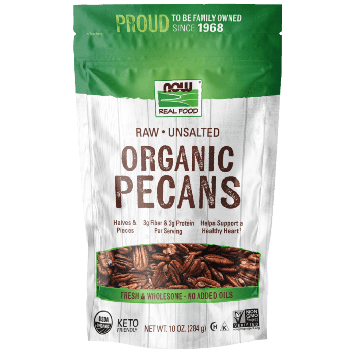 NOW Foods Pecans, Organic, Raw & Unsalted - 10 oz.