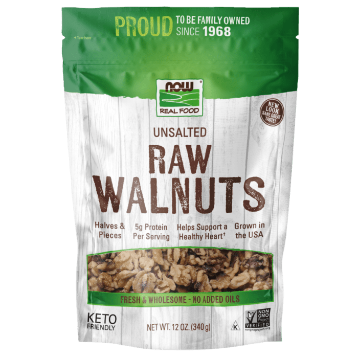 NOW Foods Walnuts, Raw & Unsalted - 12 oz.