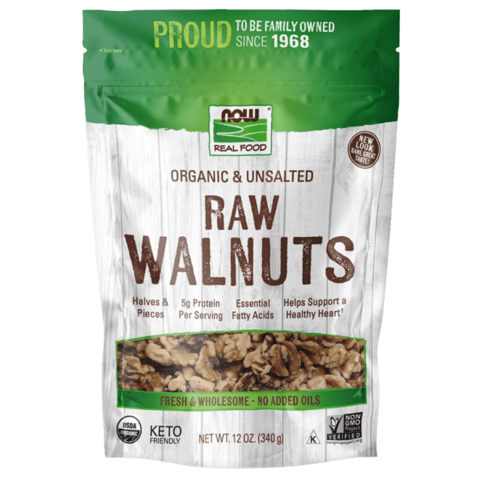 NOW Foods Walnuts, Organic, Raw & Unsalted - 12 oz.