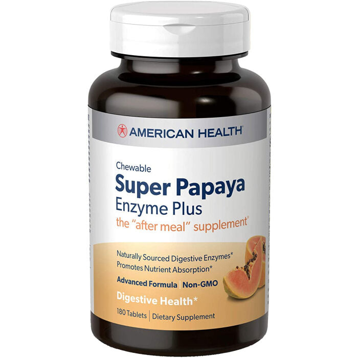 American Health Chewable Super Papaya Enzyme Plus, 180 Tablets