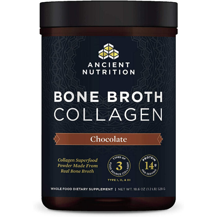 Ancient Nutrition Bone Broth Collagen, Chocolate Flavor, 18.6 oz.