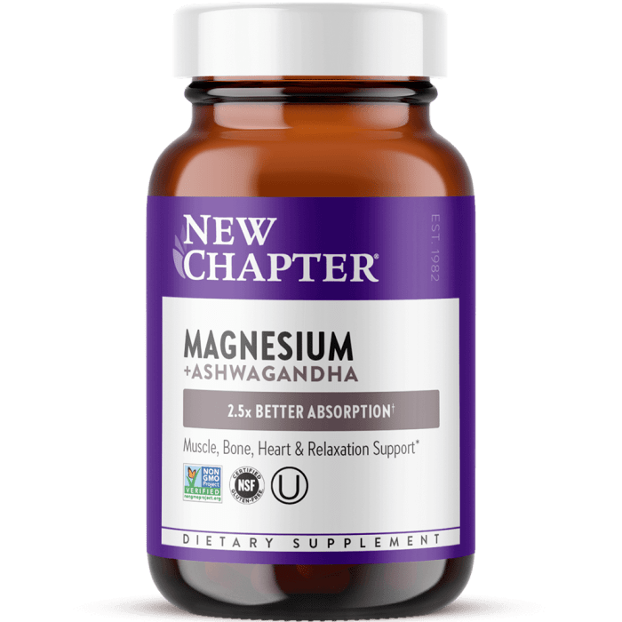 New Chapter Magnesium + Ashwagandha Tablets, 90 Count