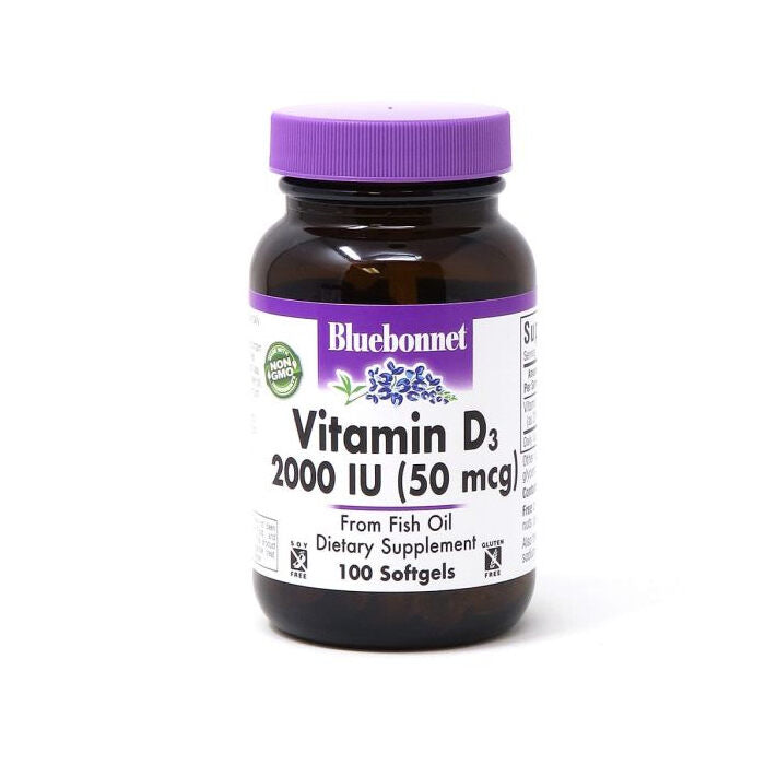 Bluebonnet Vitamin D3, 2,000 IU, 100 Softgels