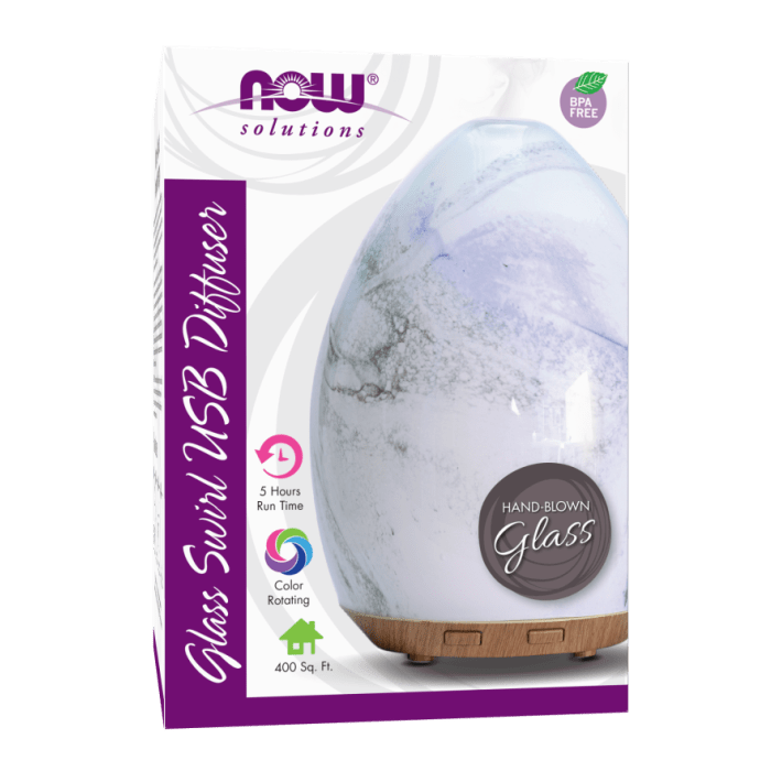 NOW Foods Ultrasonic Glass Swirl USB Oil Diffuser