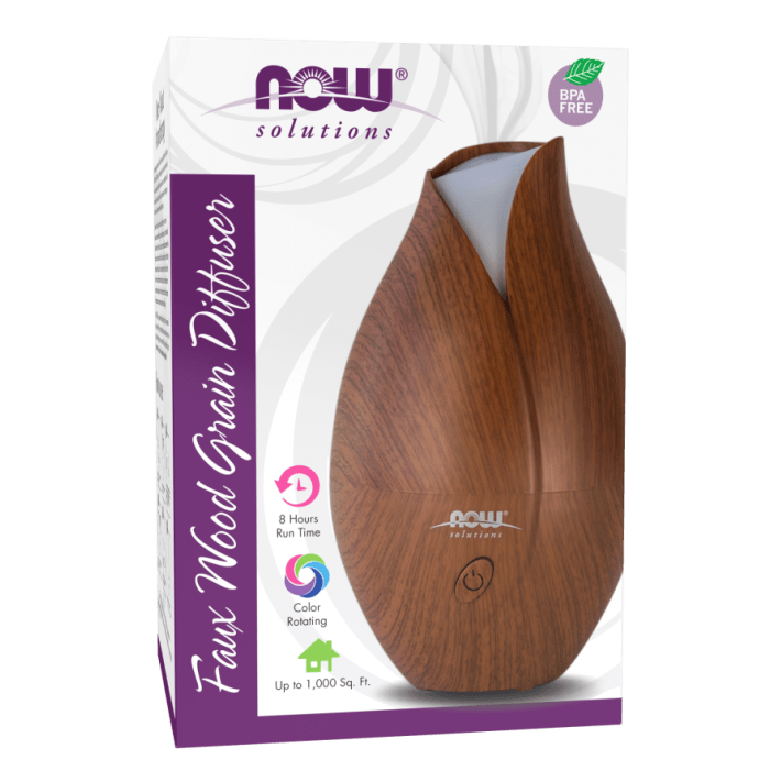 NOW Foods Ultrasonic Faux Wood Grain Essential Oil Diffuser