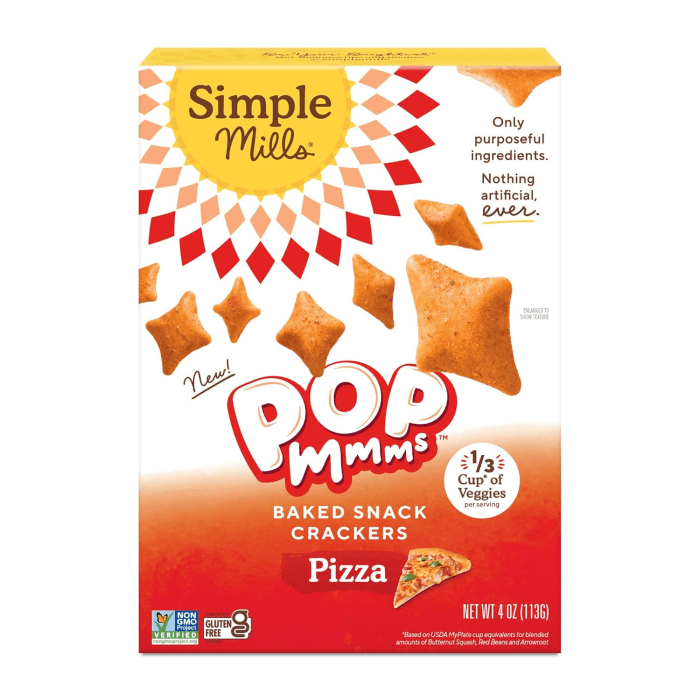 Simple Mills Pizza Pop Mmms Baked Snack Crackers, 4oz.