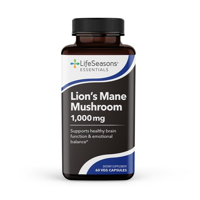 LifeSeasons Lion's Mane Mushroom 1000mg, 60 Veg Capsules