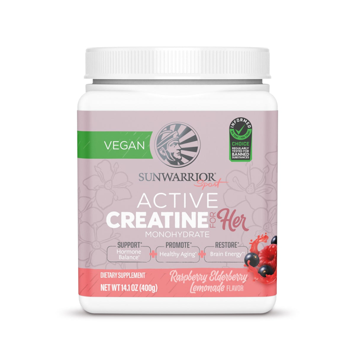 Sunwarrior Active Creatine for Her Raspberry Elderberry Lemonade Flavor, 400g