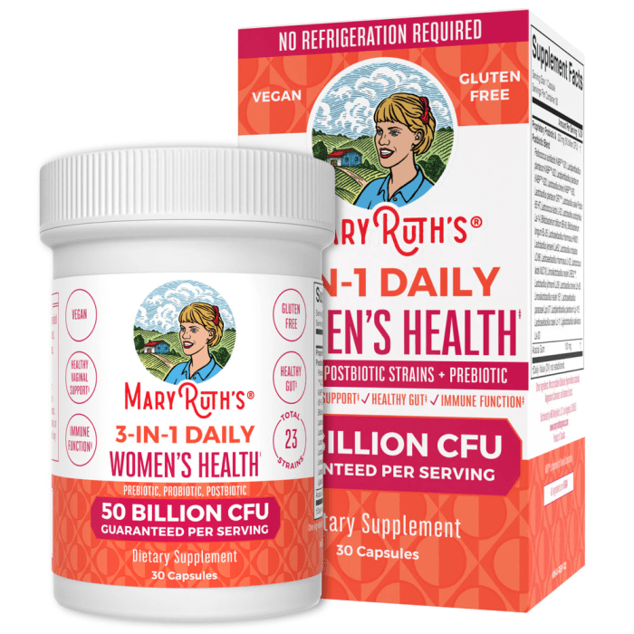 Mary Ruth's 3-in-1 Daily Womens Health Probiotics, 30 Capsules