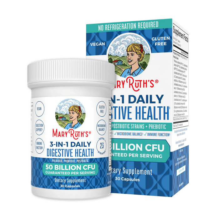 Mary Ruth's 3-in-1 Daily Digestive Health Probiotic, 30 Capsules