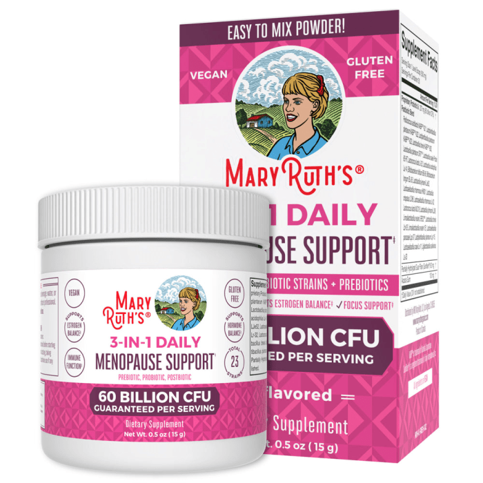 Mary Ruth's 3-in-1 Menopause Support Powder, 0.5oz.