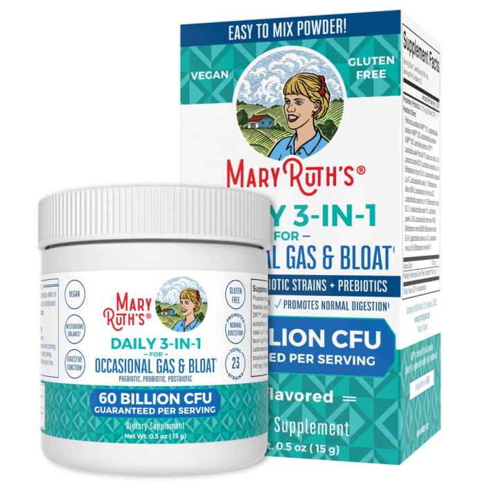 Mary Ruth's 3-in-1 Gas & Bloat Powder, 0.5oz.