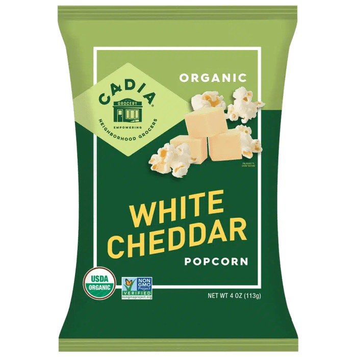 Cadia Organic White Cheddar Cheese Popcorn, 4oz.