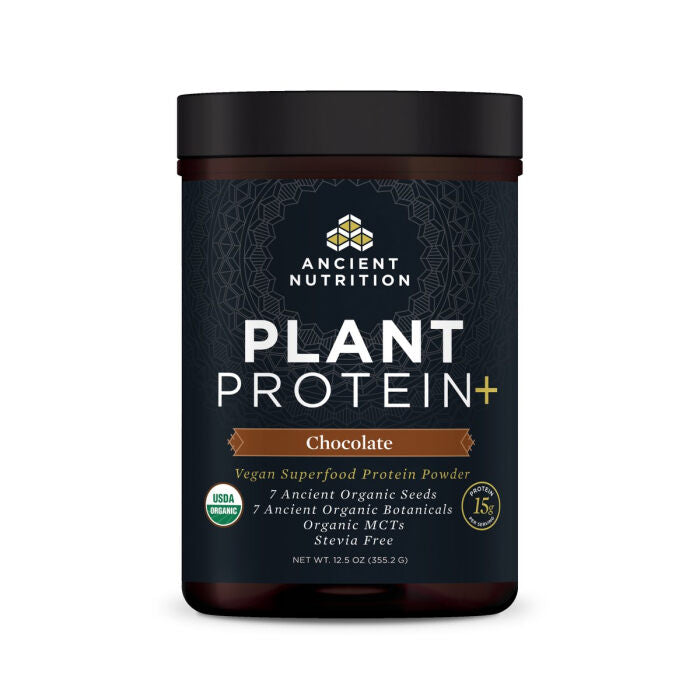 Ancient Nutrition Plant Protein+ Powder, Chocolate, 12.5 oz.