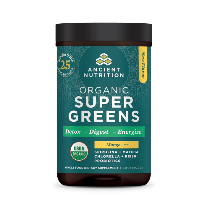 Ancient Nutrition Organic SuperGreens Mango Powder, 6.8oz.