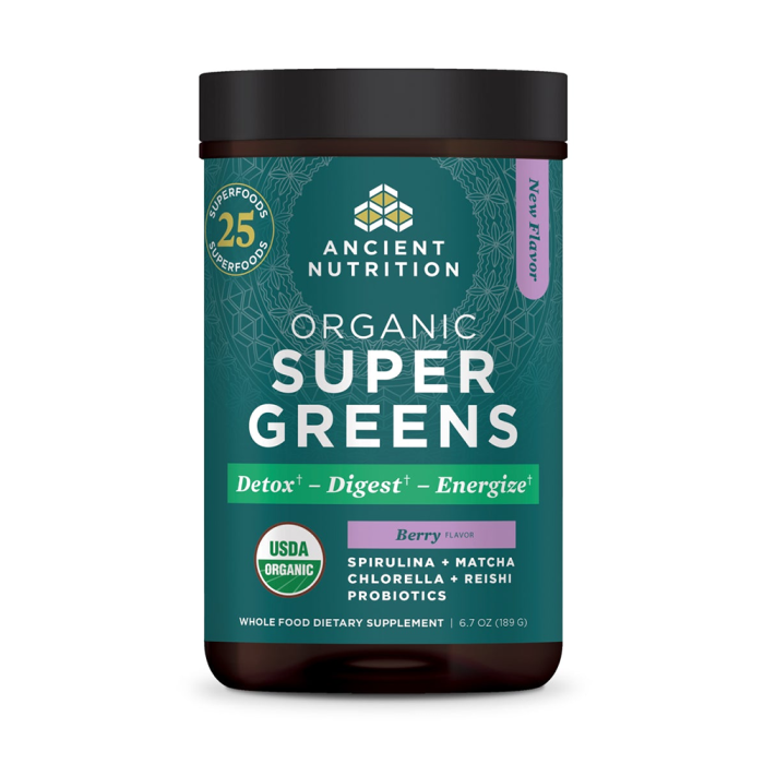 Ancient Nutrition Organic SuperGreens Berry Powder, 6.7oz.