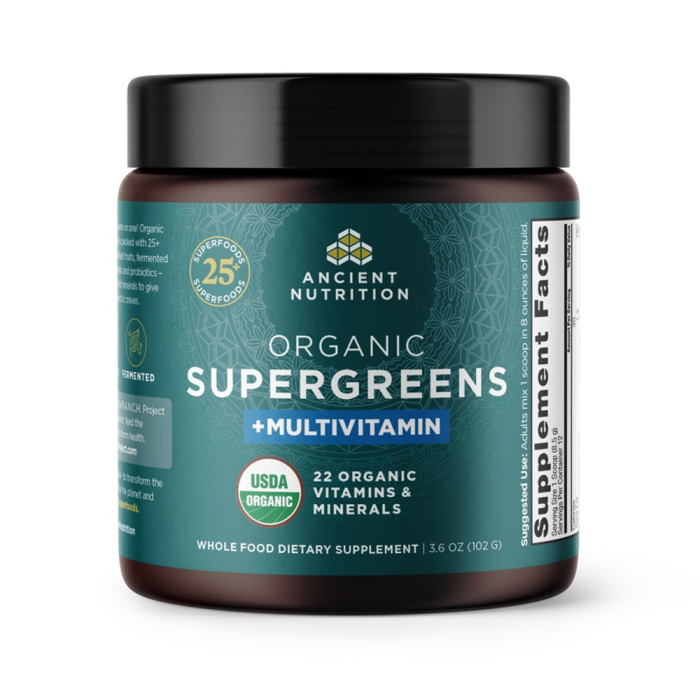 Ancient Nutrition Organic SuperGreens Multivitamin Powder, 3.6oz.