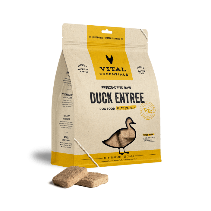 Vital Essentials Duck Entree Mini Patties Dog Food, 14oz.