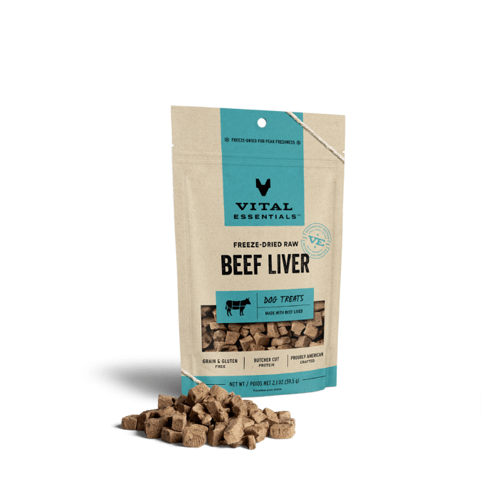 Vital Essentials Freeze-Dried Beef Liver Dog Treats, 2.1oz.