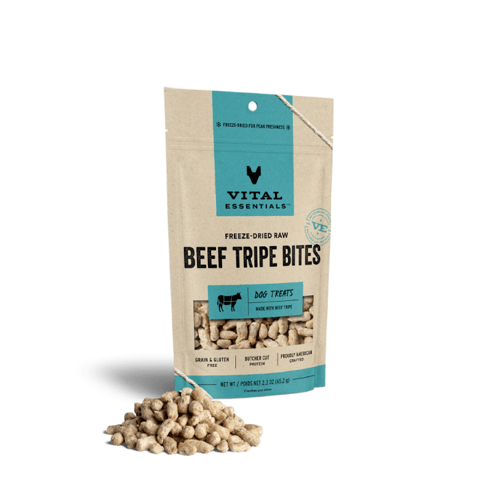 Vital Essentials Freeze-Dried Beef Tripe Bites Dog Treats, 2.3oz