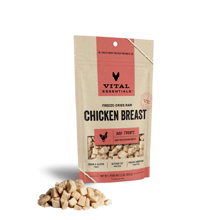 Vital Essentials Freeze Dried Dog Treats, Chicken Breast, 2.1oz