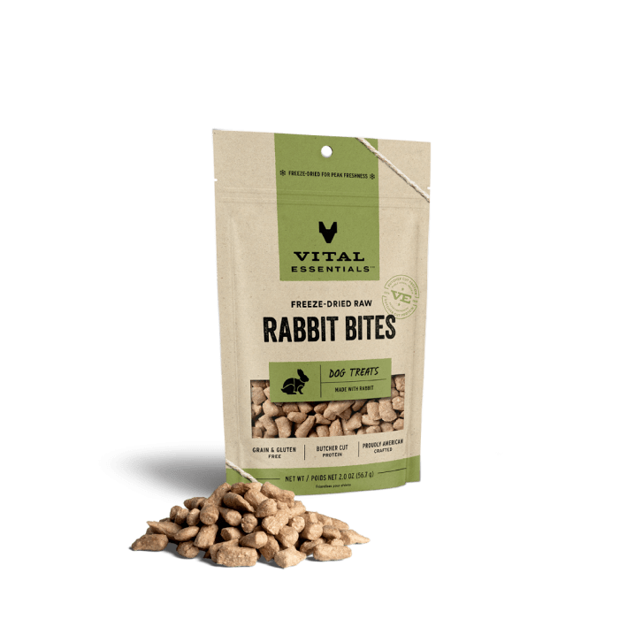 Vital Essentials Freeze Dried Dogs Treat Rabbit Bites, 2oz