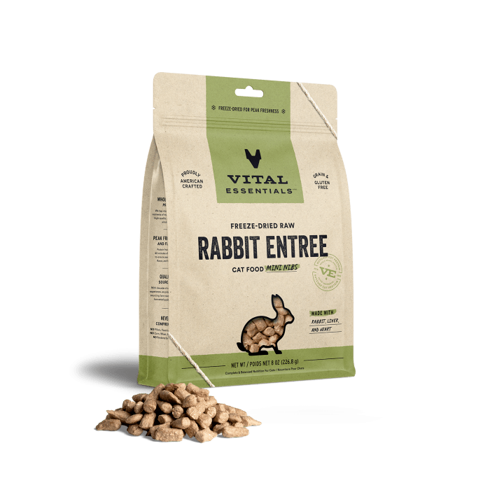 Vital Essential Essentials Cat Food Freeze Dried Mini Nibs Rabbit, 12oz.