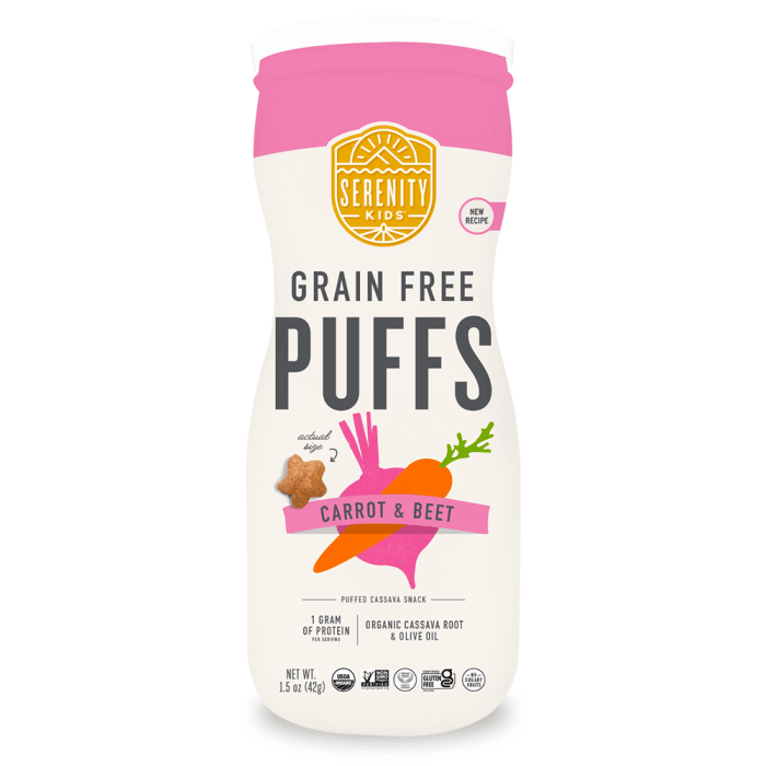 Serenity Kids Grain Free Puffs Carrot & Beet, 1.5oz.